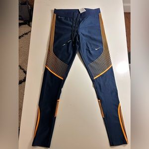 Nike -medium- workout leggings orange and dark blue